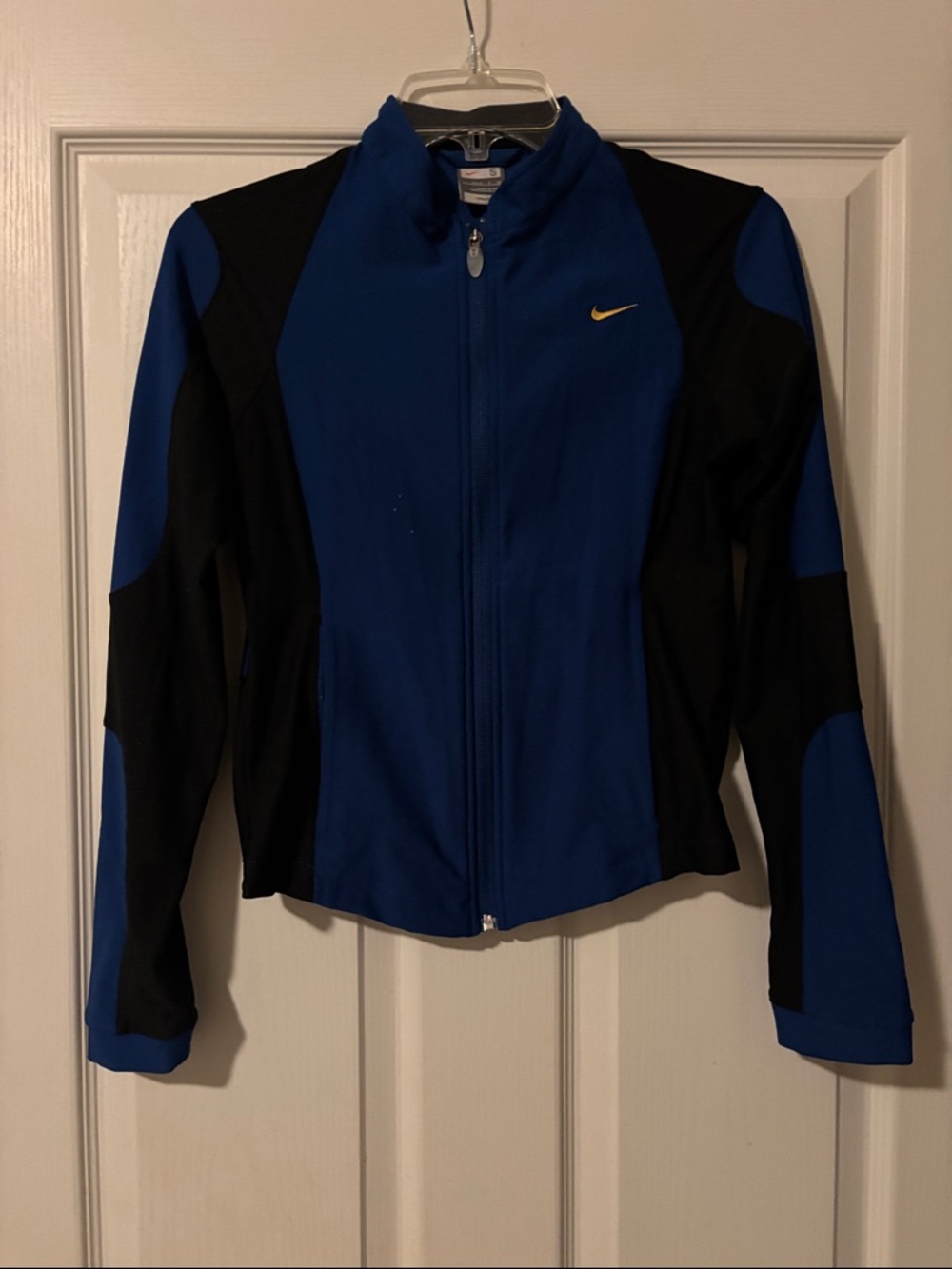 Nike Dri Fit Royal Blue and Black Full-Zip Athletic Fitted Jacket Sz S
